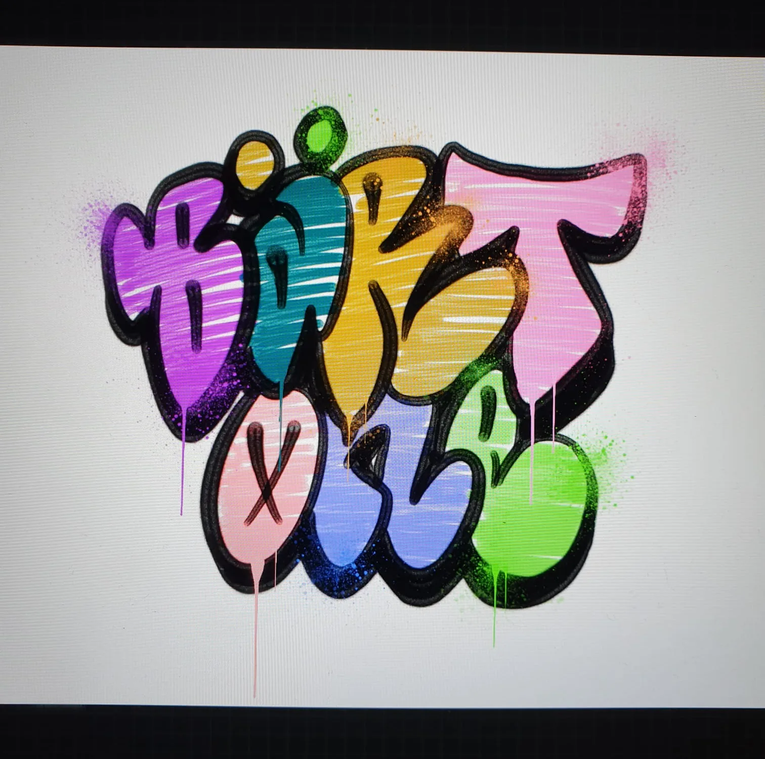 Buntes digitales Graffiti-Lettering